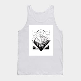 Home , Ink illustration Cabin in the Mountains Tank Top